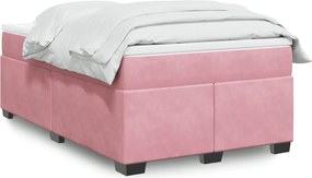 vidaXL Κρεβάτι Boxspring με Στρώμα Ροζ 120x200 εκ. Βελούδινο