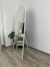 Stewehome Μεταλλικός οβάλ καθρέφτης δαπέδου με λευκό πλαίσιο Λευκό 140x50 cm