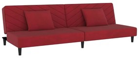 vidaXL Καναπές Κρεβάτι Διθέσιος 2 Μαξιλάρια & Υποπόδιο Μπορντό Βελούδο