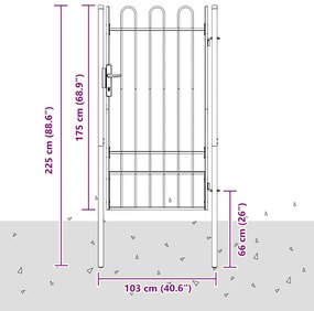 vidaXL Πύλη Φράχτη Γκρι 100 x 175 cm Χάλυβας με Επικάλυψη Πούδρας