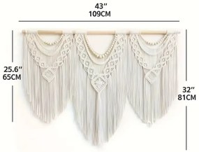 Κρεμαστό διακοσμητικό μακραμέ εκρού 81x109cm