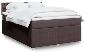 vidaXL Κρεβάτι Boxspring με Στρώμα Σκούρο Καφέ 140x200 εκ Υφασμάτινο