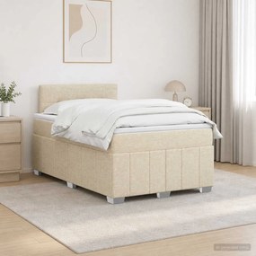 vidaXL Κρεβάτι box spring με στρώμα Κρεμ 120 x 190 cm Ύφασμα