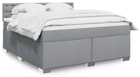 vidaXL Κρεβάτι Boxspring με Στρώμα Ανοιχτό Γκρι 180x200 εκ. Υφασμάτινο