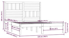 ΠΛΑΙΣΙΟ ΚΡΕΒΑΤΙΟΥ ΓΚΡΙ 120 X 200 ΕΚ. ΑΠΟ ΜΑΣΙΦ ΞΥΛΟ ΠΕΥΚΟΥ 3101020