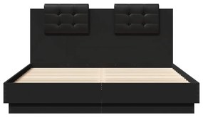 Πλαίσιο Κρεβατιού με Κεφαλάρι και LED Μαύρο 140 x 200 εκ. - Μαύρο