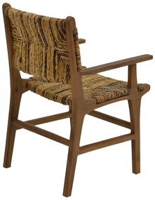 Πολυθρόνα Refane φυσικό teak ξύλο-ψάθα 55x60x85εκ