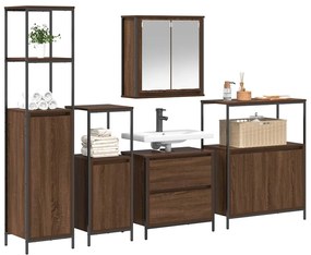 vidaXL Σετ Επίπλων Μπάνιου με ράφι 5 pcs Καφέ 76.5 x 35 x 95 εκ