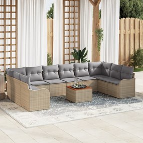 vidaXL Σετ Καναπέ Κήπου 11 pcs Beige, ανοιχτό γκρι Μεγάλο