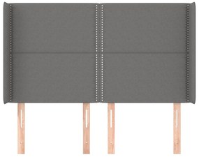 Κεφαλάρι με Πτερύγια Σκούρο Γκρι 147x16x118/128 εκ. Υφασμάτινο 3119439