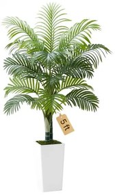 VEVOR 1524 mm Artificial Areca Palm Tree Fake Plant with White Planter Indoor