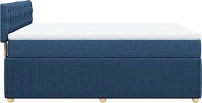 vidaXL Κρεβάτι Boxspring με Στρώμα Μπλε 140x190 εκ. Υφασμάτινο