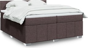 vidaXL Κρεβάτι Boxspring με Στρώμα Σκούρο Καφέ 200x200 εκ. Υφασμάτινο