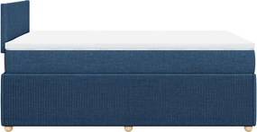 vidaXL Κρεβάτι Boxspring με Στρώμα Μπλε 120x200 εκ. Υφασμάτινο