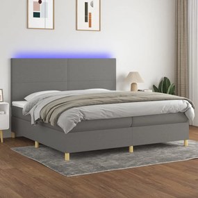 ΚΡΕΒΑΤΙ BOXSPRING ΜΕ ΣΤΡΩΜΑ &amp; LED ΣΚ.ΓΚΡΙ 200X200ΕΚ. ΥΦΑΣΜΑΤΙΝΟ 3135302