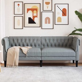 vidaXL Καναπές Τριθέσιος Chesterfield Ανοιχτό Γκρι Υφασμάτινος