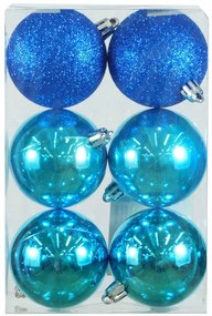 Σετ 6 τεμ. Χριστουγεννιάτικες Μπάλες Γαλάζιες σε 3 Αποχρώσεις 8cm 236331
