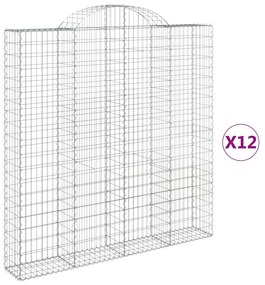 vidaXL Συρματοκιβώτια Τοξωτά 12 τεμ. 200x30x200/220 εκ. Γαλβαν. Ατσάλι