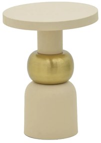 Βοηθητικό τραπέζι Enville Inart κρεμ-χρυσό μέταλλο Φ41x53εκ