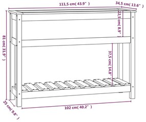 Ζαρντινιέρα με Ράφι Μαύρη 111,5x34,5x81 εκ. Μασίφ Ξύλο Πεύκου - Μαύρο