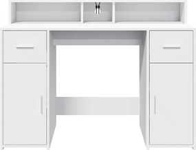 vidaXL Γραφείο με LED Λευκό 120x55x91 εκ. από Επεξεργασμένο Ξύλο