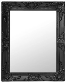 Καθρέφτης Τοίχου με Μπαρόκ Στιλ Μαύρος 50 x 60 εκ.