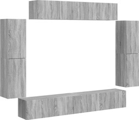 vidaXL Ντουλάπι TV 8 pcs Γκρίζο Σονομα