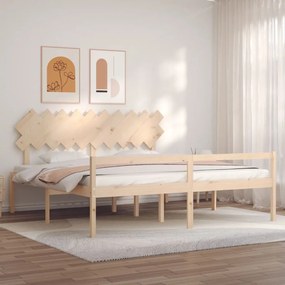 Πλαίσιο Κρεβατιού με Κεφαλάρι 200 x 200 εκ. από Μασίφ Ξύλο