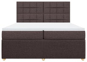 vidaXL Κρεβάτι Boxspring με Στρώμα Σκούρο Καφέ 200x200 εκ. Υφασμάτινο