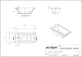 Acrilan Zira - Ακρυλική Μπανιέρα 140x70 εκ - Maxxcoat