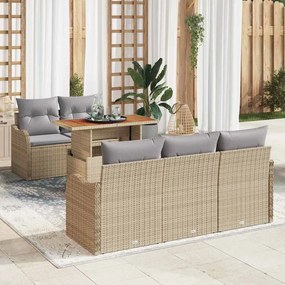 vidaXL Σετ Καναπέ Κήπου με αποθήκευση 6 pcs Μπεζ Πολυ ράταν
