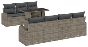 vidaXL Σετ Καναπέ 8 τεμαχίων με Μαξιλάρια Γκρι Πολυ Ρατάν