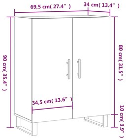 Συρταριέρα Μαύρη 69,5 x 34 x 90 εκ. από Επεξεργασμένο Ξύλο - Μαύρο