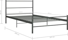 vidaXL Πλαίσιο Κρεβατιού Γκρι 100 x 200 εκ. Μεταλλικό
