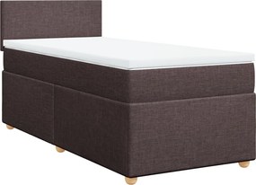 vidaXL Κρεβάτι Boxspring με Στρώμα Σκούρο Καφέ 100x200 εκ. Υφασμάτινο