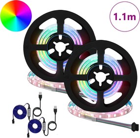 vidaXL Λωρίδα LED 2 pcs Μαύρο και Διαφανές 550 χιλ Χαλκός και Πλαστικό