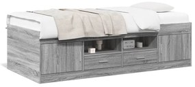 Καναπές-Κρεβάτι με Συρτάρια Γκρι Sonoma 90x200εκ. Επεξ. Ξύλο - Γκρι