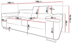 Καναπές Comfivo S105, 198x102x70cm, 64 kg, Ταπισερί, Πόδια: Μέταλλο | Epipla1.gr