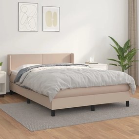 vidaXL Κρεβάτι Boxspring με Στρώμα Καπουτσίνο 140x190εκ.από Συνθ.Δέρμα