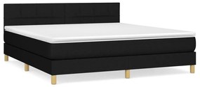 Κρεβάτι Boxspring με Στρώμα Μαύρο 180x200 εκ. Υφασμάτινο - Μαύρο