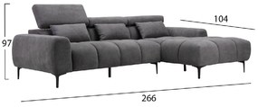 ΚΑΝΑΠΕΣ ΔΕΞΙΑ ΓΩΝΙΑ DIVYA HM3267.02R ΣΥΝΘ.SUEDE ΓΚΡΙ 264x175x99Υεκ.