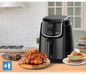 Φριτέζα αέρος AirFryer Midea MF-TN35D2, 1500W, 3.5 L, Τεχνολογία DUALCYCLONE Rapid Air, Μαύρο