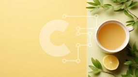 Σετ των 2 Intra Συλλεκτικό Ξύλινο Παζλ Plywood  4mm - Φλιτζάνι τσάι με φέτες λεμονιού σε κίτρινο φόντο Σε Ξύλινο Κουτί - Διαστάσεις: 10x10 cm – 25 κομμάτια