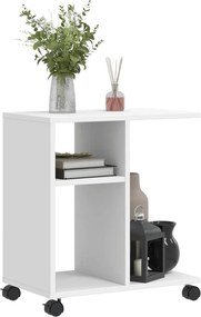 vidaXL Βοηθητικό Τραπέζι με Ρόδες Λευκό 50x30x55 εκ. Επεξεργ. Ξύλο