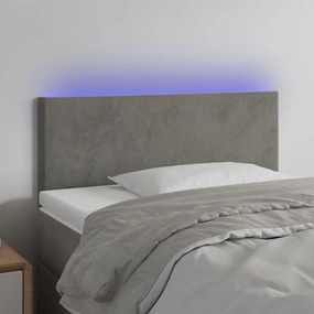 Κεφαλάρι Κρεβατιού LED Ανοιχτό Γκρι 100x5x78/88 εκ. Βελούδινο 3121374