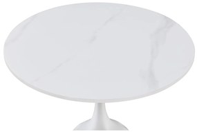 SNOW SIDE TABLE ΛΕΥΚΟ ΜΕ ΟΨΗ ΜΑΡΜΑΡΟΥ ΛΕΥΚΟ 50x50xH61cm