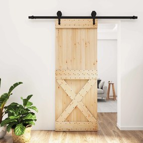 vidaXL Συρόμενη Πόρτα Φυσικό και Μαύρο 80 x 210 cm