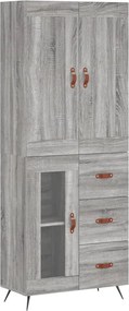 vidaXL Ντουλάπι Γκρι Sonoma 69,5 x 34 x 180 εκ. Επεξεργασμένο Ξύλο