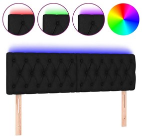 Κεφαλάρι Κρεβατιού LED Μαύρο 160x7x78/88 εκ. Υφασμάτινο - Μαύρο