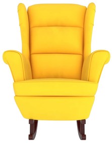 vidaXL Κουνιστή Πολυθρόνα Κίτρινη Βελούδινη Πόδια από Καουτσούκ/Ξύλο
